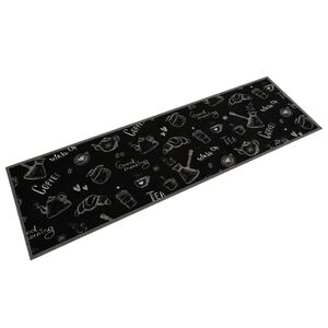 vidaXL fekete reggeli mint&aacute;s moshat&oacute; b&aacute;rsony konyhaszőnyeg 45x150 cm