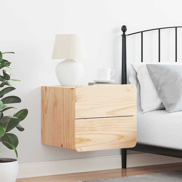 vidaXL Éjjeli asztal fiókkal Barna 39 x 34 x 33 cm Tömör fenyőfa