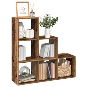 vidaXL&nbsp;3 szintes&nbsp;antik fa sz&iacute;nű fa elv&aacute;laszt&oacute; k&ouml;nyvespolc 99x29x99 cm