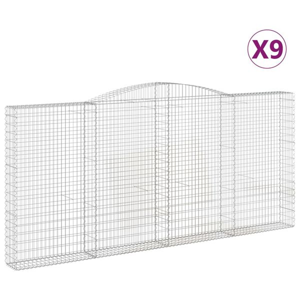 vidaXL 9 db &iacute;ves horganyzott vas gabion kos&aacute;r 400x30x180/200 cm