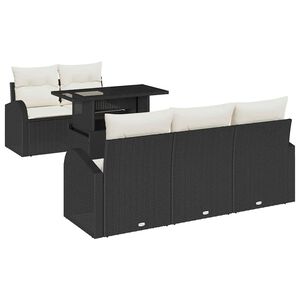 vidaXL Kerti Kanap&eacute; Szett p&aacute;rn&aacute;val p&aacute;rn&aacute;val 6 pcs Fekete Poly Rattan