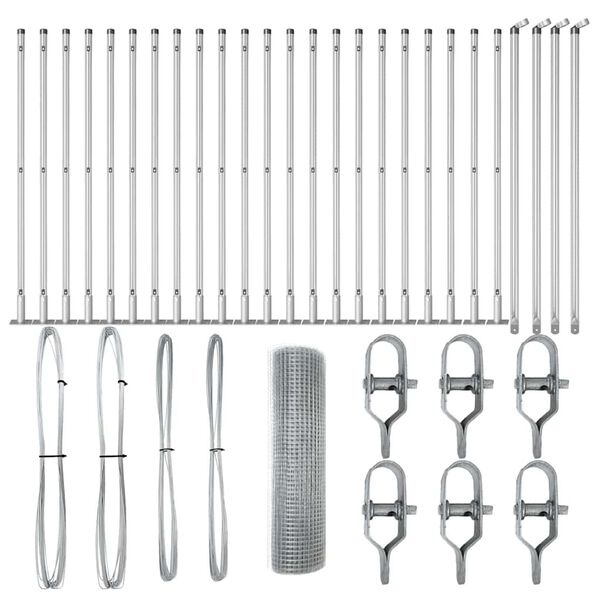 vidaXL Ker&iacute;t&eacute;soszlop Ez&uuml;st 50 x 1 m (12 x 12 mm h&aacute;l&oacute;) Ac&eacute;l