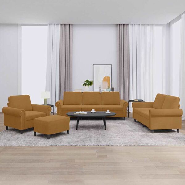 vidaXL 4 r&eacute;szes barna b&aacute;rsony &uuml;lőgarnit&uacute;ra p&aacute;rn&aacute;kkal