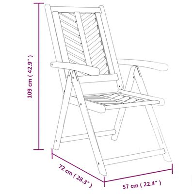 vidaXL 2 db tömör akácfa dönthető kerti szék