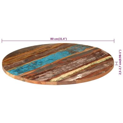 vidaXL kerek tömör újrahasznosított fa asztallap 80 cm 25-27 mm