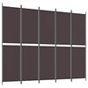 vidaXL 5 paneles barna sz&ouml;vet parav&aacute;n 250x200 cm