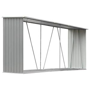 vidaXL sz&uuml;rke horganyzott ac&eacute;l kerti tűzifat&aacute;rol&oacute; 330 x 84 x 152 cm