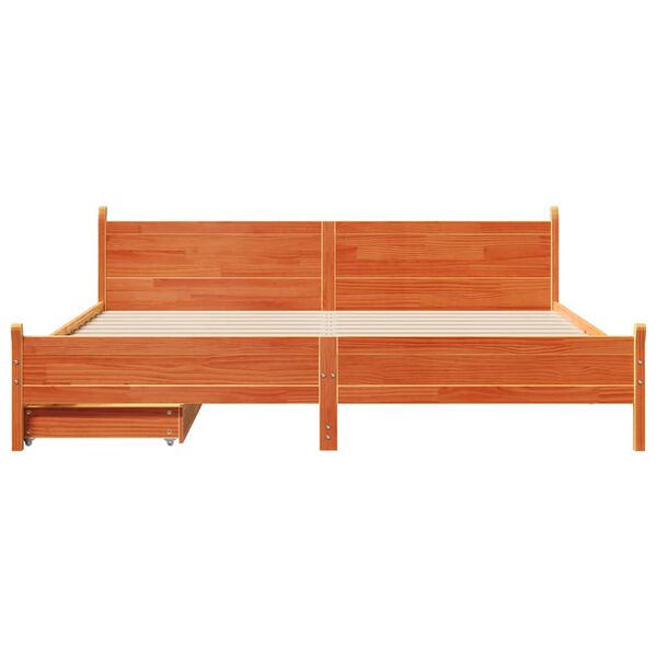 vidaXL viaszbarna t&ouml;m&ouml;r fenyőfa &aacute;gy matrac n&eacute;lk&uuml;l 200 x 200 cm