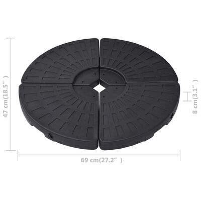 vidaXL 4 db fekete legyező alakú napernyőtalp