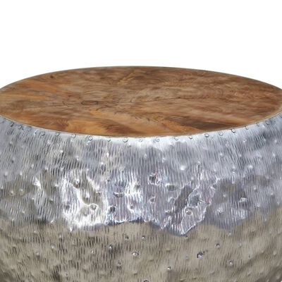 vidaXL alumínium és tíkfa dohányzóasztal 60 x 60 x 30 cm