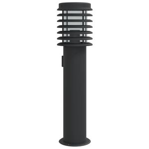 vidaXL fekete rozsdamentes ac&eacute;l k&uuml;lt&eacute;ri &aacute;ll&oacute;l&aacute;mpa aljzattal 60 cm