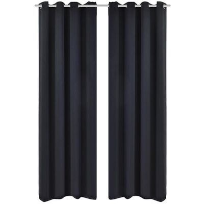 2 db fekete sötétítőfüggöny fémkarikákkal 135 x 245 cm
