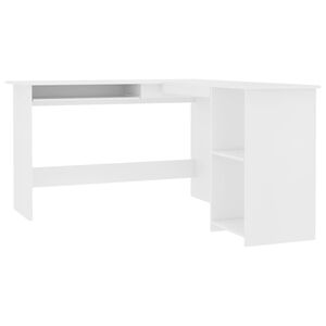 vidaXL feh&eacute;r szerelt fa L-alak&uacute; sarok-&iacute;r&oacute;asztal 120 x 140 x 75 cm