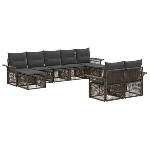 vidaXL Kerti Kanap&eacute; Szett 9 pcs Sz&uuml;rke polirattan