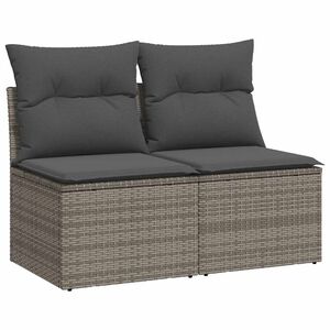 vidaXL 2 r&eacute;szes sz&uuml;rke polyrattan ak&aacute;cfa kerti &uuml;lőgarnit&uacute;ra p&aacute;rn&aacute;kkal