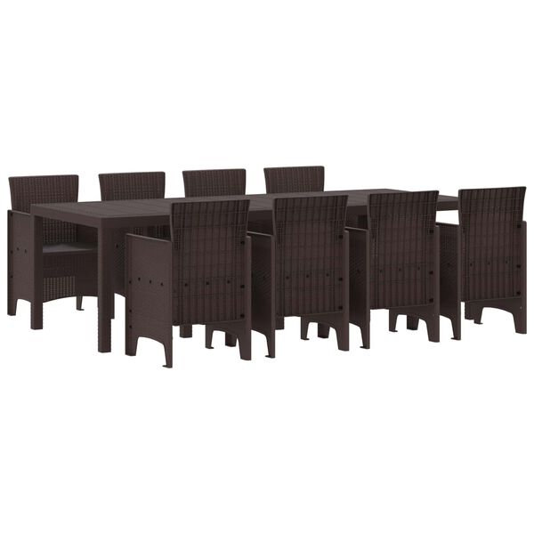 vidaXL Kert &eacute;tkező szett 9 pcs Barna Polt rattan
