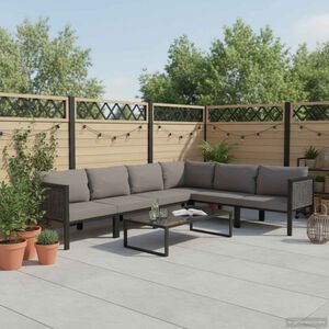 vidaXL 7 r&eacute;szes antracitsz&uuml;rke kerti polyrattan &uuml;lőgarnit&uacute;ra p&aacute;rn&aacute;kkal