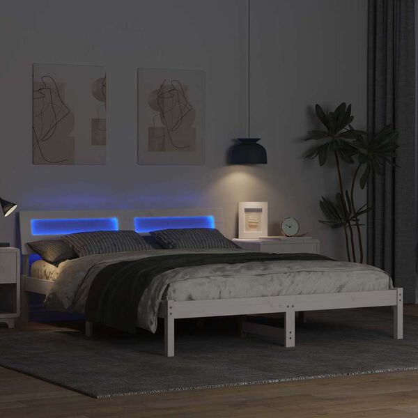 vidaXL &Aacute;gykeret fejt&aacute;ml&aacute;val Feh&eacute;r 150 x 200 cm T&ouml;m&ouml;r fenyőfa