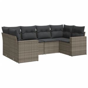 vidaXL 6 r&eacute;szes sz&uuml;rke polyrattan kerti &uuml;lőgarnit&uacute;ra p&aacute;rn&aacute;kkal