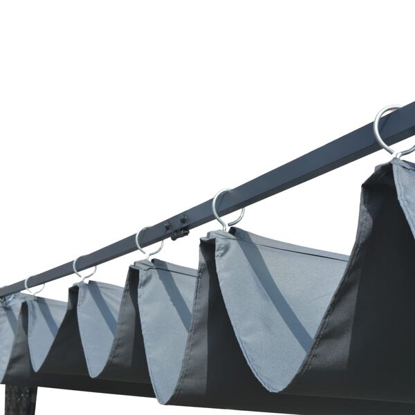 vidaXL sz&uuml;rke &eacute;s antracit polyrattan pavilon tetővel 400x400x200 cm