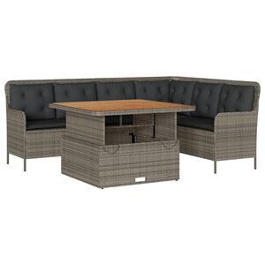 vidaXL 2 r&eacute;szes sz&uuml;rke polyrattan kerti kanap&eacute;szett p&aacute;rn&aacute;kkal