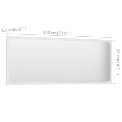 vidaXL fehér szerelt fa fürdőszobai tükör 100 x 1,5 x 37 cm
