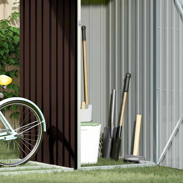 vidaXL barna horganyzott ac&eacute;l kerti tűzifat&aacute;rol&oacute; 245 x 98 x 159 cm