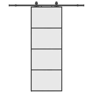 vidaXL fekete ESG &uuml;veg tol&oacute;ajt&oacute; f&eacute;mszerelv&eacute;ny-szettel 76x205 cm