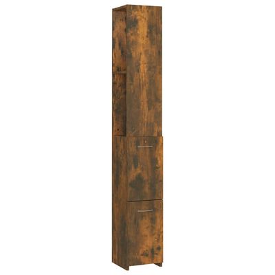 vidaXL füstös tölgyszínű szerelt fa fürdőszobaszekrény 25x26,5x170 cm