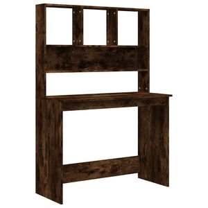 vidaXL f&uuml;st&ouml;s t&ouml;lgy szerelt fa &iacute;r&oacute;asztal polcokkal 102 x 45 x 148 cm
