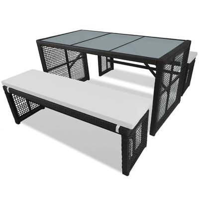 vidaXL fekete polyrattan sörözőasztal 2 paddal 160 cm