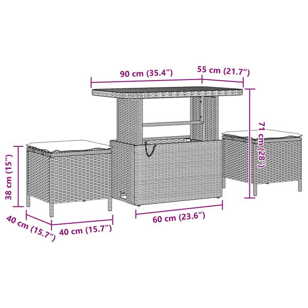 vidaXL Kerti Kanap&eacute; Szett p&aacute;rn&aacute;val t&aacute;rol&oacute;val p&aacute;rn&aacute;val 12 pcs Fekete