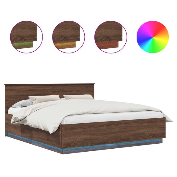 vidaXL &Aacute;gykeret LED -es l&aacute;mp&aacute;kkal Barna T&ouml;lgy 200 x 200 cm Faanyag