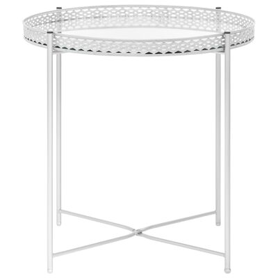 vidaXL ezüstszínű üveg kisasztal 40 x 40 x 41 cm