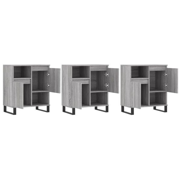 vidaXL 3 db szürke sonoma színű szerelt fa tálalószekrény