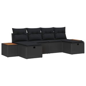 vidaXL Kerti Kanap&eacute; Szett 6 pcs Fekete 55 x 62 x 69 cm Poli rattan