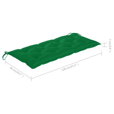 vidaXL tömör tíkfa kerti pad zöld párnával 120 cm
