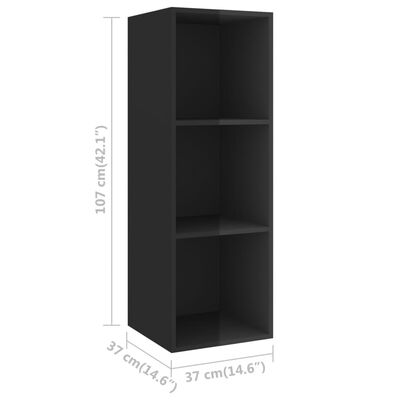 vidaXL 3 részes magasfényű fekete forgácslap TV-szekrény szett