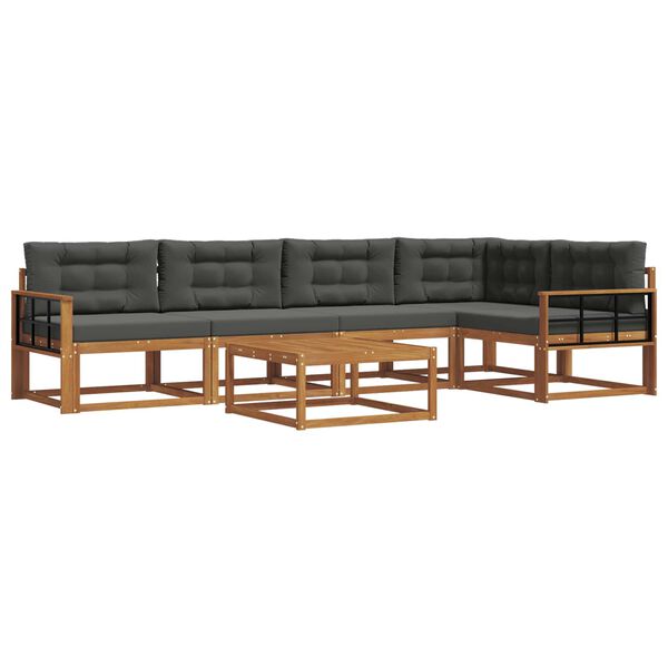 vidaXL K&uuml;lt&eacute;ri kanap&eacute; szett p&aacute;rn&aacute;val 6 pcs Term&eacute;szetes &eacute;s antracit