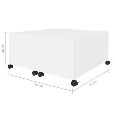 vidaXL fehér forgácslap dohányzóasztal 75 x 75 x 38 cm