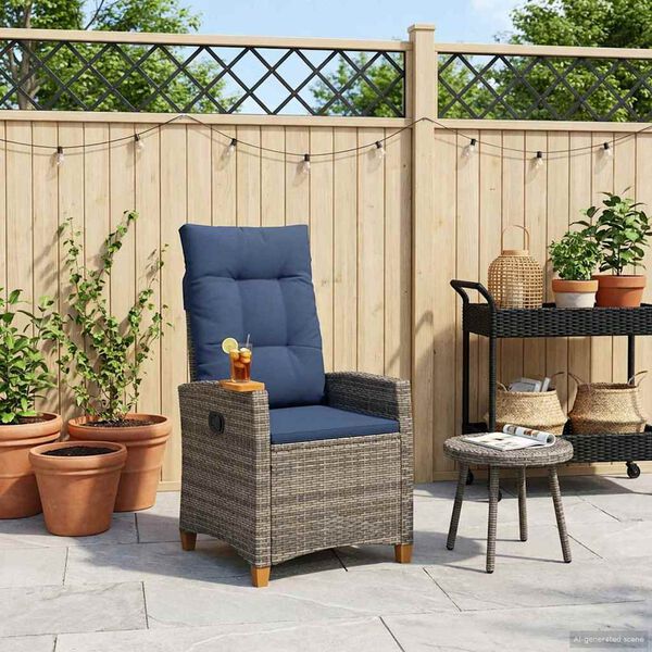 vidaXL D&ouml;nthető sz&eacute;k tea t&aacute;llal p&aacute;rn&aacute;val 62 x 64 x 112 cm polirattan