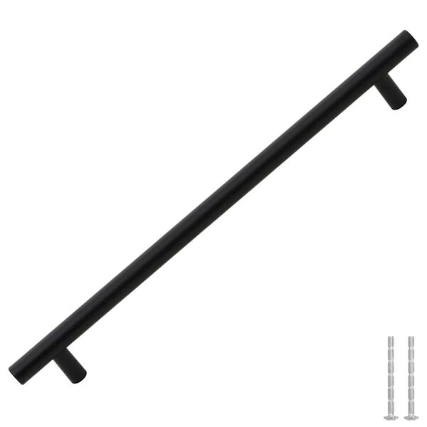 vidaXL 5 db fekete rozsdamentes acél szekrényfogantyú 224 mm