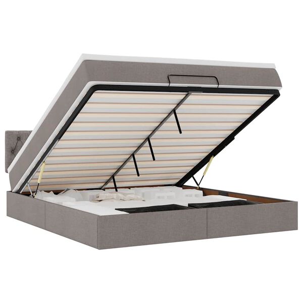 vidaXL oszm&aacute;n &aacute;gykeret matraccal Taupe 180x200cm sz&ouml;vet