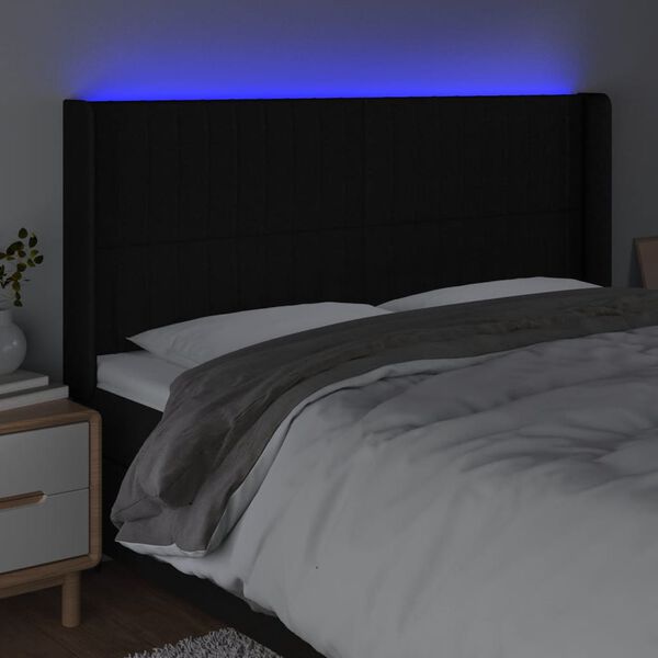 vidaXL fekete sz&ouml;vet LED-es fejt&aacute;mla 203x16x118/128 cm