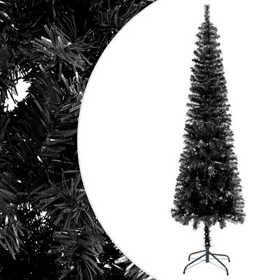 vidaXL fekete megvilágított vékony műkarácsonyfa gömb szettel 240 cm