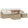 vidaXL Kerti Kanap&eacute; Szett p&aacute;rn&aacute;val 6 pcs Beige &eacute;s kr&eacute;m polirattan