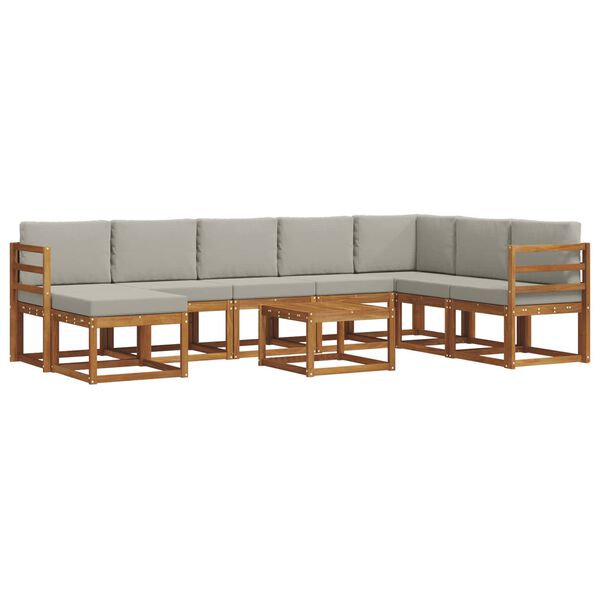 vidaXL K&uuml;lt&eacute;ri kanap&eacute; szett 9 pcs Term&eacute;szetes &eacute;s Vil&aacute;gossz&uuml;rke