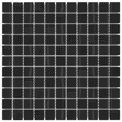vidaXL 22 db fényes fekete üveg mozaikcsempe 30 x 30 cm