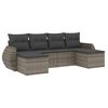 vidaXL 6 r&eacute;szes sz&uuml;rke polyrattan kerti &uuml;lőgarnit&uacute;ra p&aacute;rn&aacute;kkal