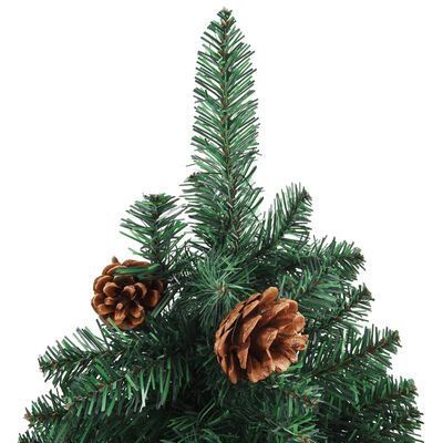 vidaXL zöld PVC megvilágított vékony műkarácsonyfa gömb szettel 210 cm